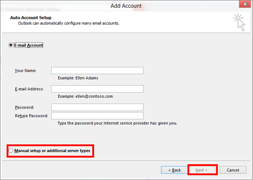 Manual Email Account Settings